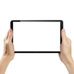 People are skimming text on tablets